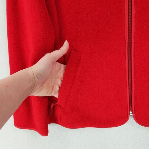 Talbots Jacket Womens Medium Red Fleece Quilted Full Zip Equestrian Classic - Picture 4 of 12